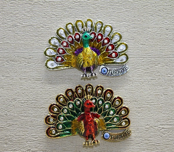 Swarovski Taşlı Tavuskuşu Magnet ürün görseli 1