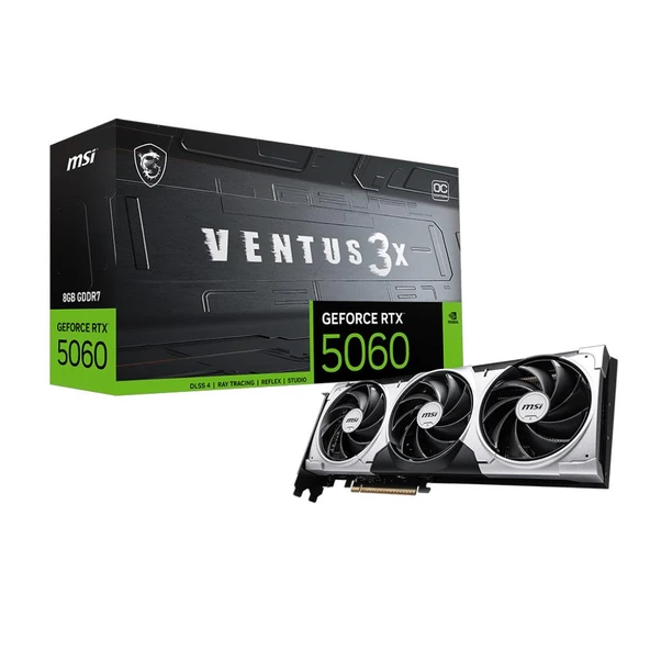 MSI RTX5060 8GB VENTUS 3X OC GDDR7 128bit HDMI DP PCIe 5.0 ürün görseli 1