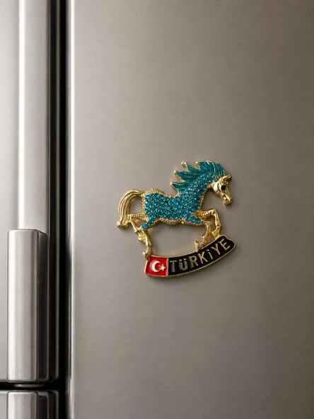 Magnet Kanatlı At Figürlü Taşlı Türkiye Buzdolabı Magneti – Dekoratif Hediyelik Souvenir ürün görseli 1
