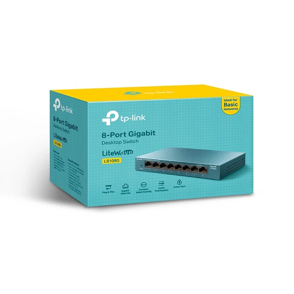 TP-LINK 8port LS108G GIGABIT Yönetilemez Switch Masaüstü ürün görseli 1