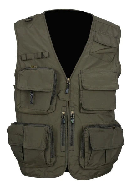 Avcı Model İçi Fileli Haki Renk Outdoor Yazlık Yelek ürün görseli 1