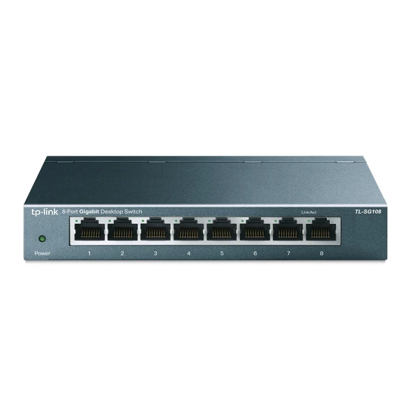 TP-LINK 8port Gigabit  Yönetilemez Switch Çelik Kasa TL-SG108 ürün görseli 1