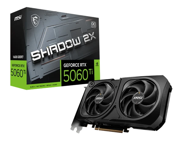 MSI RTX5060TI 16GB SHADOW 2X OC GDDR7 128bit HDMI DP PCIe 5.0 ürün görseli 1