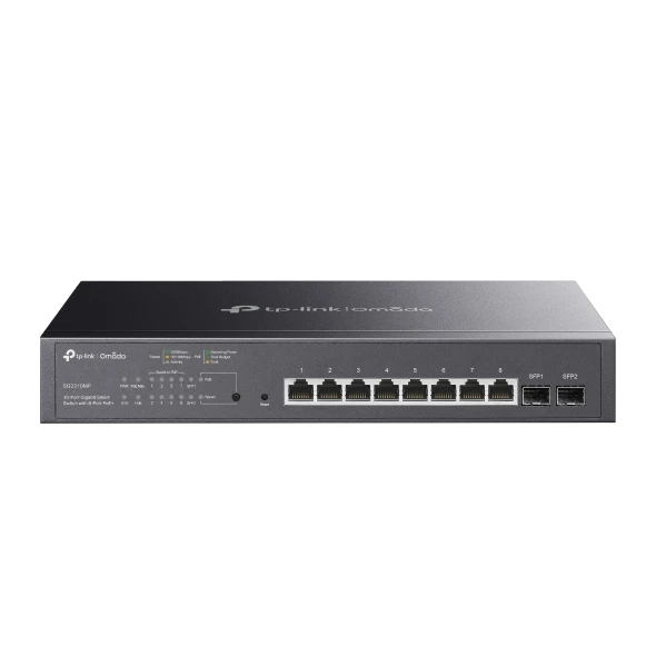TP-LINK 8port PoE 150w 2-SFP Gigabit Yönetilebilir Switch TL-SG2210MP ürün görseli 1
