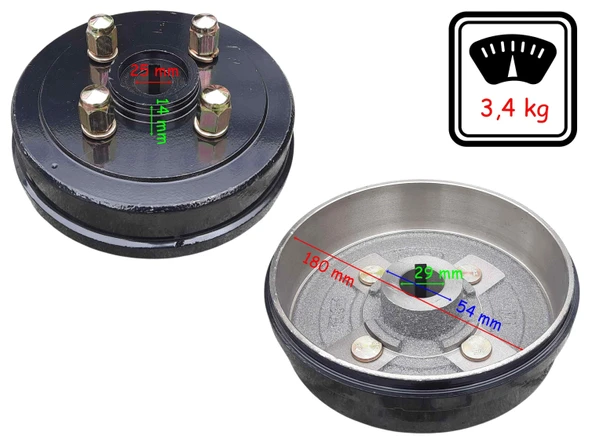 E-Bis 3 Tekerli Arka Göbek 180 Mm Bijonlu 25-29 (3,4 Kg) ürün görseli 1