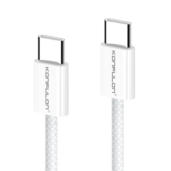Dc130 2m 60w Type-c To Type-c Örgülü Hızlı Şarj Kablosu - Beyaz ürün görseli 1