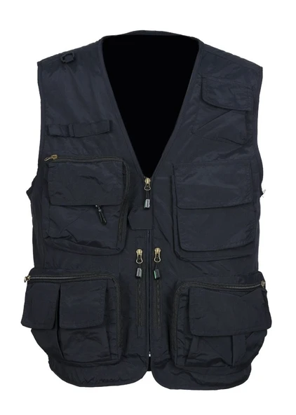 Avcı Model İçi Fileli Siyah Renk Outdoor Yazlık Yelek ürün görseli 1