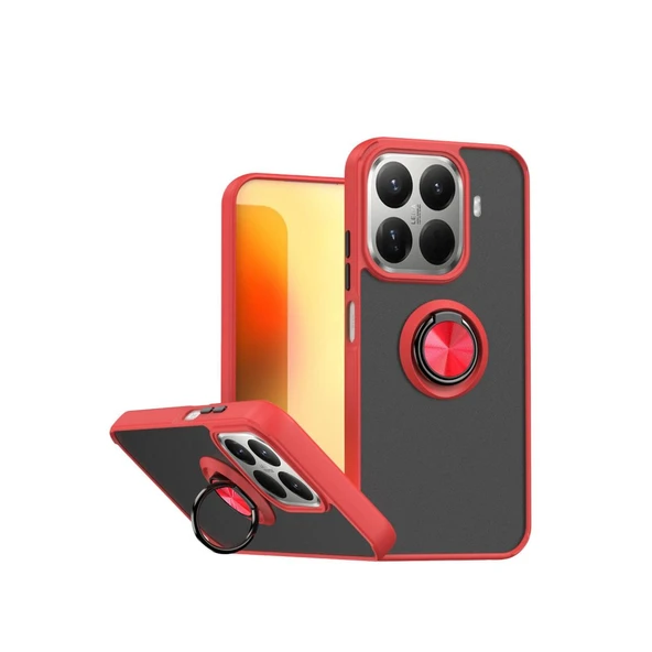 Xiaomi Mi 15t Pro Montreal Yüzüklü Silikon Kapak - Kırmızı ürün görseli 1