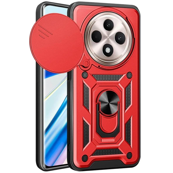 Xiaomi Redmi 14c Kılıf Pars Lens Yüzüklü Silikon - Kırmızı ürün görseli 1