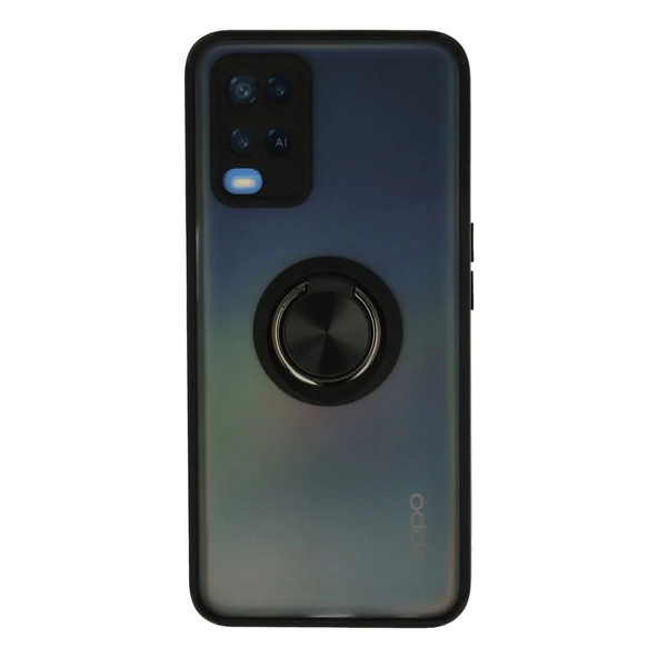 Oppo A54 4g Kılıf Montreal Yüzüklü Silikon Kapak - Siyah ürün görseli 1