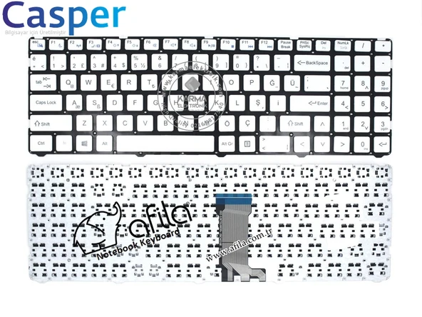 Casper Nirvana C600, C650 Notebook Klavyesi (Beyaz TR) - Resim 2