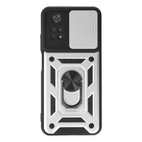 Xiaomi Poco M4 Pro 4g Kılıf Pars Lens Yüzüklü Silikon - Gümüş ürün görseli 1
