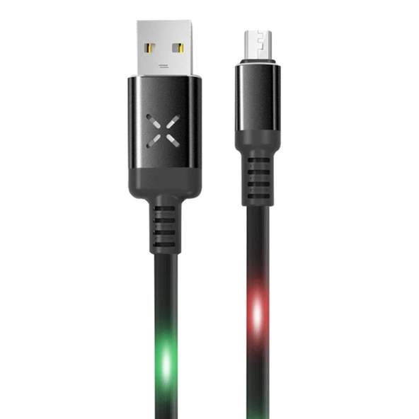 Dc09 Ses Duyarlı Işıklı Micro Usb Kablo 1m 2a - Siyah ürün görseli 1