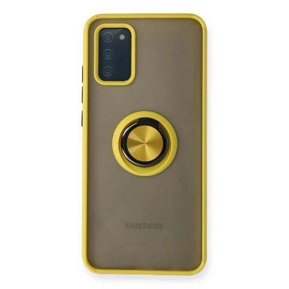 Samsung Galaxy A02s Kılıf Montreal Yüzüklü Silikon Kapak - Sarı ürün görseli 1