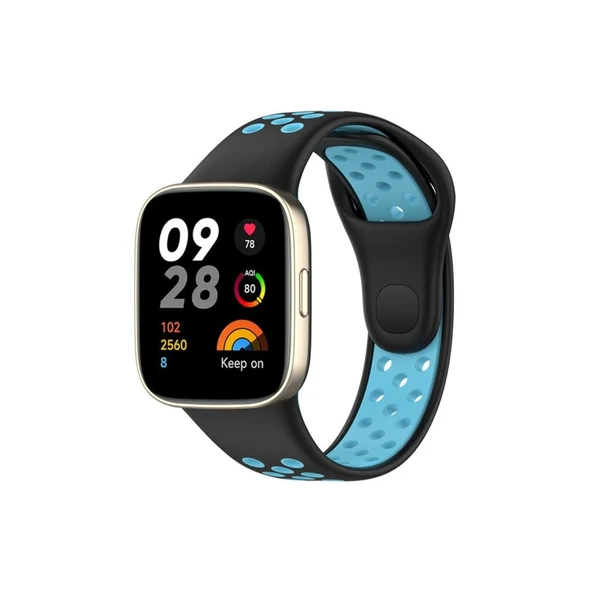 Xiaomi Redmi Watch 3 Spor Delikli Kordon (saat Değildir) - Siyah-mavi ürün görseli 1