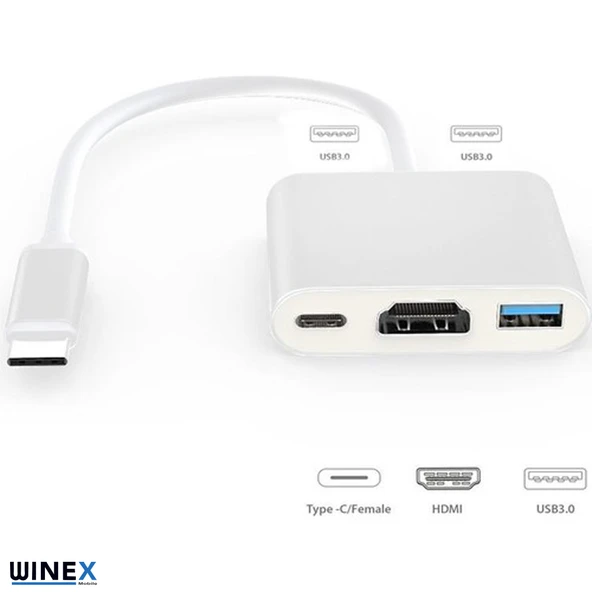 Winex 5in1 Type-C Hub Port HDMI 3xUSB 3.0 Adaptör HC04D ürün görseli 1