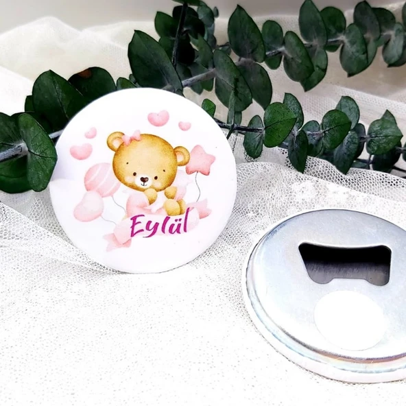 Kalpli Ayıcık Baskılı Kız Bebek Açacak Magnet Hediyelik(15 Adet) ürün görseli 1
