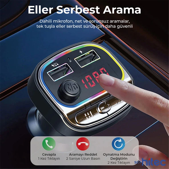 ScHitec C21 Fm Handsfree Bluetooth Modülatör Araç MP3 Player - Resim 4