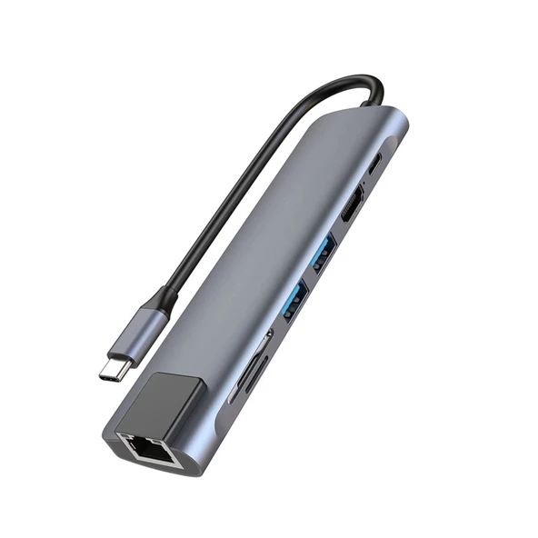 Winex 7in1 USB Type-C Hub Port Adaptör HDMI USB Ethernet PD Girişli HC13LC ürün görseli 1