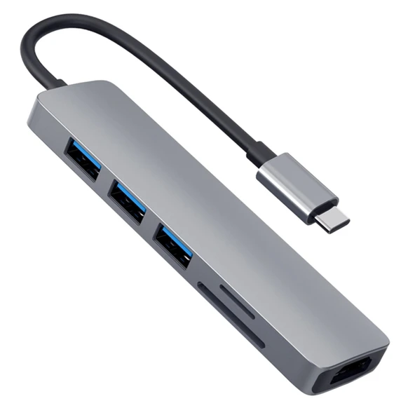 Winex 6in1 Type-C to 4K HDMI+Sd Kart+3xUsbA 3.0 Hub Port Adaptör ürün görseli 1