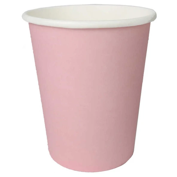Bardak Karton Makaron Pembe 8 Oz 8'lı ürün görseli 1