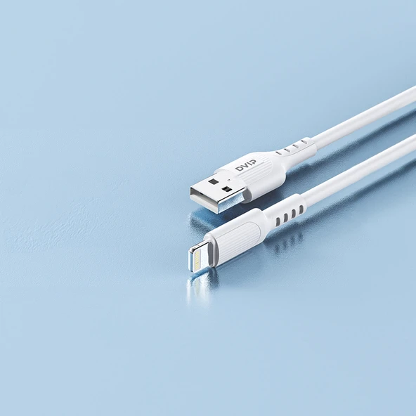DVIP L13 6A 110W UsbA to Lightning Data ve Hızlı Şarj Kablosu 1M Beyaz ürün görseli 1