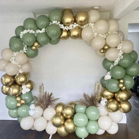 Krom Gold Retro Deniz Kumu Ve Kış Yeşili Balon Zinciri Seti 101 Parça ürün görseli 1