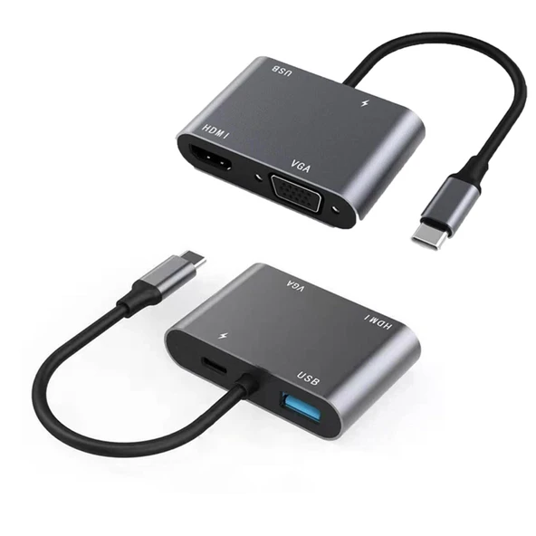 Winex 4in1 Type-C to HUB PD 100W+HDTV+VGA+UsbA Dönüştürücü Adaptör 4in1A ürün görseli 1