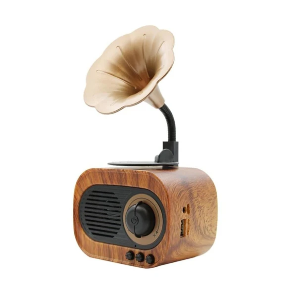 Winex Wireless Nostalji Gramafon Speaker Fm Radyo+Sd Kart+UsbA+3.5mm Aux Girişli B5 ürün görseli 1