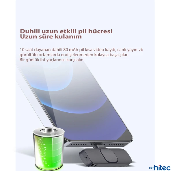 ScHitec K9 Type-C Çift Kablosuz Wireless HD Yaka Mikrofonu Siyah ürün görseli 1