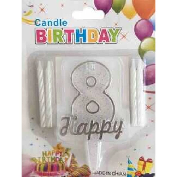 Mum 8 Yaş Happy Yazılı Gümüş -1 ürün görseli 1