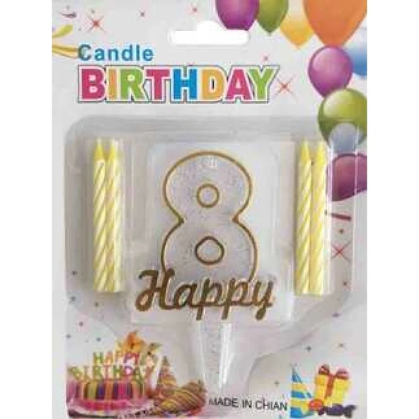 Mum 8 Yaş Happy Yazılı Altın -1 ürün görseli 1