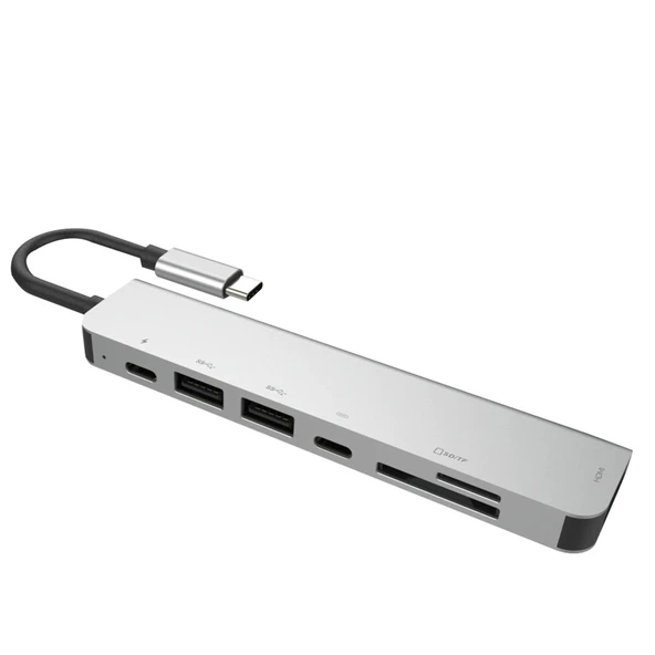 Winex 7in1 USB Type-C Hub Port Adaptör 4K HDMI+UsbA+Sd/Tf Kart 100W PD Girişli YG2121 ürün görseli 1