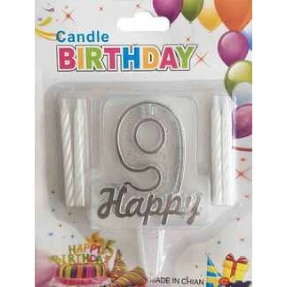 Mum 9 Yaş Happy Yazılı Gümüş -1 ürün görseli 1