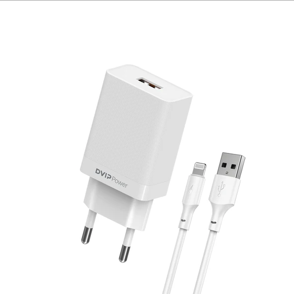 DVIP N13 2.4A UsbA to Lightning Kablolu Hızlı Şarj Aleti Set Beyaz ürün görseli 1