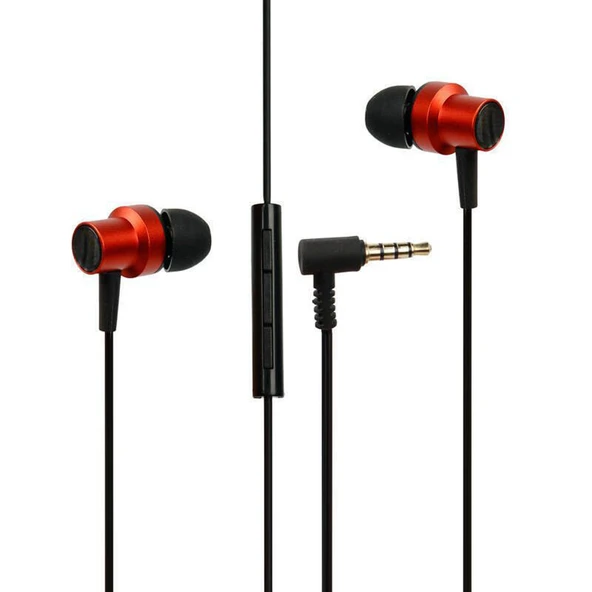 Winex 3.5mm Jack Girişli Mıknatıslı Metal Mikrofonlu Kablolu Kulakiçi Kulaklık Kırmızı ürün görseli 1