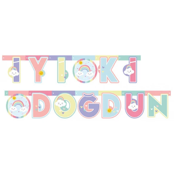 Gökkuşağı Bulut Flama İyiki Doğdun ürün görseli 1