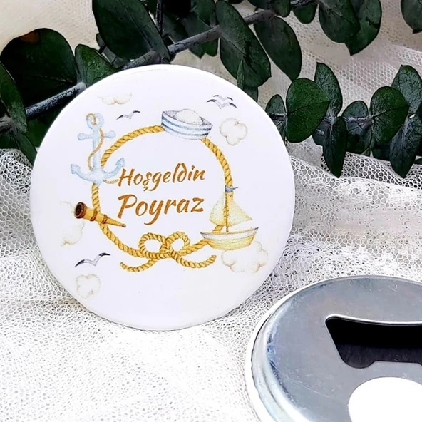 Denizci Desenli Erkek Bebek Metal Yenidoğan Açacak Magnet(15 Adet) ürün görseli 1