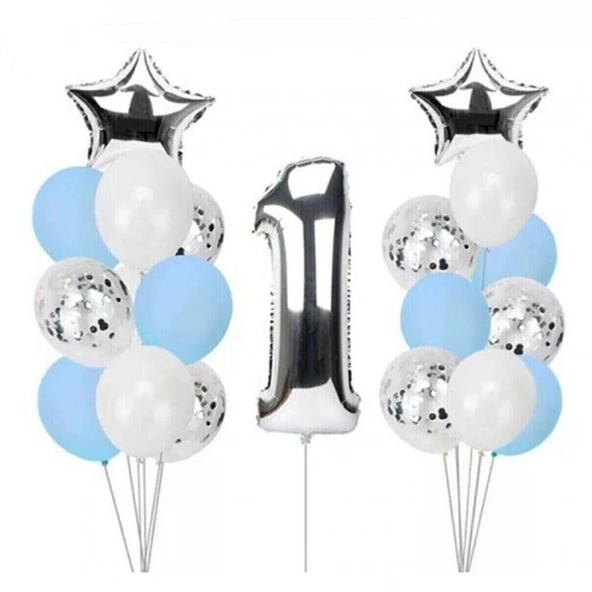 Yaş Konfetili Balon Seti Doğum Günü Süsleme Seti ürün görseli 1