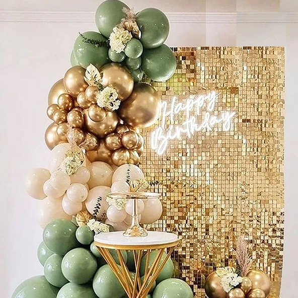 30 Küf Yeşili 15 Krom Gold 15 Deniz Kumu Pastel Ten Rengi Balon Zinciri ürün görseli 1