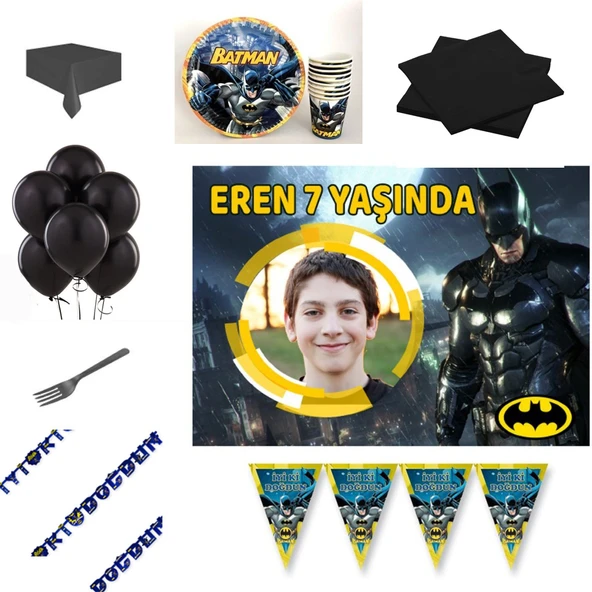 8 Kişilik Afişli Hediyeli Batman Doğum Günü Parti Seti ürün görseli 1