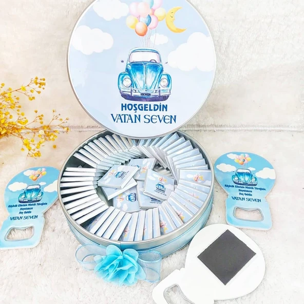 Araba Baskılı Açacak Ve Çikolata Set Bebek Şekeri ürün görseli 1