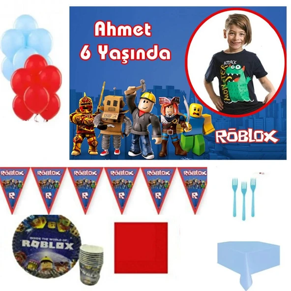Afiş Hediyeli Roblox Doğum Günü Süsleri 8 Kişilik ürün görseli 1
