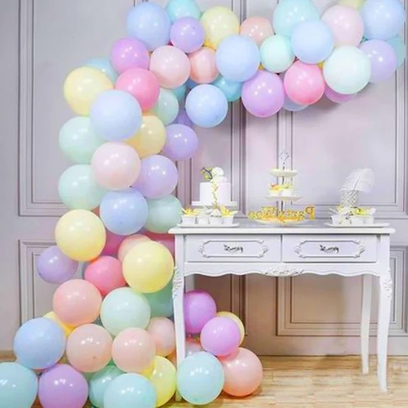 Karışık Makaron Balon Zinciri 101 Parça ürün görseli 1