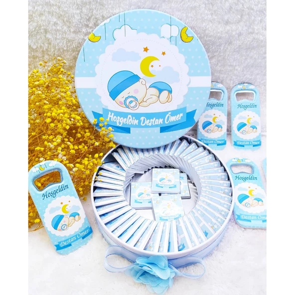 Uyuyan Bebek Baskılı Açacak Ve Çikolata Set Bebek Şekeri ürün görseli 1