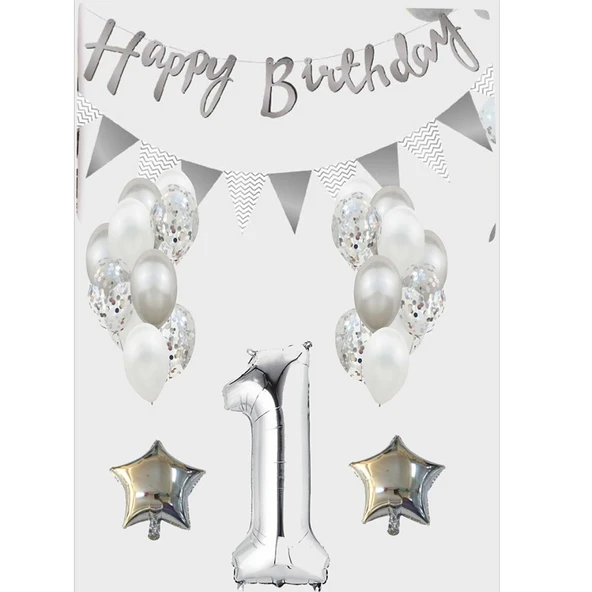 Yaş Balon Happy Birthday Balonlu Doğum Günü Süsleme Seti ürün görseli 1
