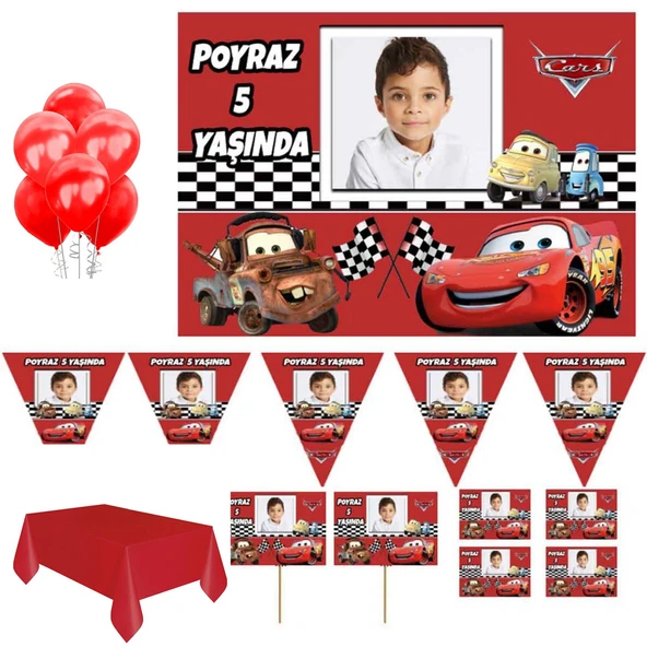 Şimşek Mcqueen Arabalar Resimli Cars Doğum Günü Süsleme Ve Magnet Seti ürün görseli 1