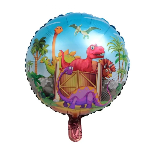 Dinozor Yuvarlak Folyo Balon 18 inç ürün görseli 1