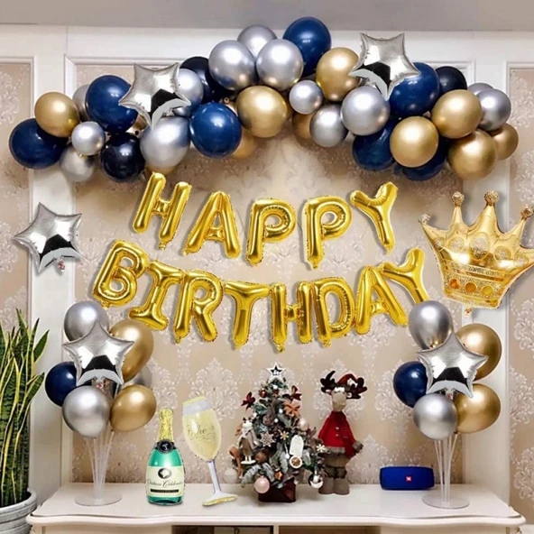 Happy Bırthday Gold Doğum Günü Balon Zincir Seti ürün görseli 1