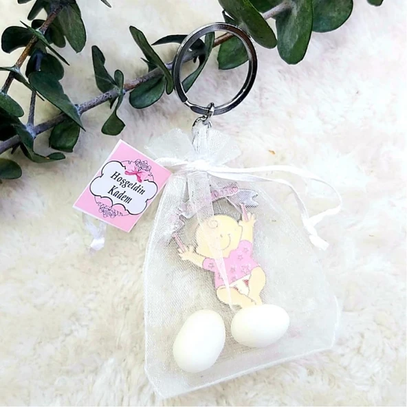 Kese İçinde Baby Shower Anahtarlık Bebek Doğum Hediyeliği(30 Adet) ürün görseli 1